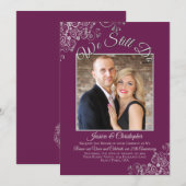 Zilver & Cassis We doen nog steeds huwelijksgeloft Kaart (Voorkant / Achterkant)