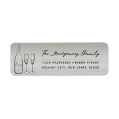 Zilver Champagne Bruisend Cheers Chic Retouradres Etiket (Voorkant)