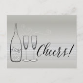 Zilver Champagne Proost Bruisend Stijlvol Nieuwjaa Feestdagenkaart (Voorkant)