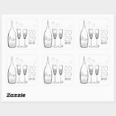 Zilver Champagne Proost Bruisend Stijlvol Nieuwjaa Vierkante Sticker (Vel)