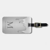 Zilver Chrome druppels Hot Vloeibaar Metaal Monogr Bagagelabel (Voorkant horizontaal)