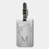 Zilver Chrome druppels Hot Vloeibaar Metaal Monogr Bagagelabel (Voorkant verticaal)
