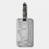 Zilver Chrome druppels Hot Vloeibaar Metaal Monogr Bagagelabel (Achterkant verticaal)