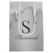 Zilver Chrome druppels vloeibaar metaal Monogram Medium Cadeauzakje (Achterkant)