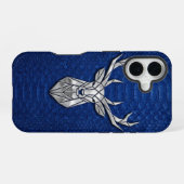 Zilver Chrome Geometrisch Hert Blauwe Python iPhon iPhone 16 Hoesje (Achterkant horizontaal)