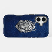 Zilver Chrome Geometrisch Paard Blauw Python iPhon iPhone 16 Hoesje (Achterkant horizontaal)