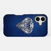 Zilver Chrome Geometrische Cobra Blauwe Python iPh iPhone 16 Hoesje (Achterkant horizontaal)