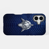 Zilver Chrome Geometrische Haai Blauwe Python iPho iPhone 16 Hoesje (Achterkant horizontaal)