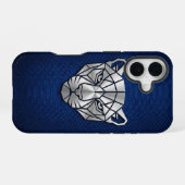 Zilver Chrome Geometrische Panter Blauwe Python iP iPhone 16 Hoesje (Achterkant horizontaal)