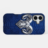 Zilver Chrome Geometrische Ram Blauwe Python iPhon iPhone 16 Hoesje (Achterkant horizontaal)