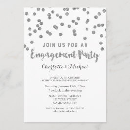 Zilver Confetti Engagement Party - Uitnodiging