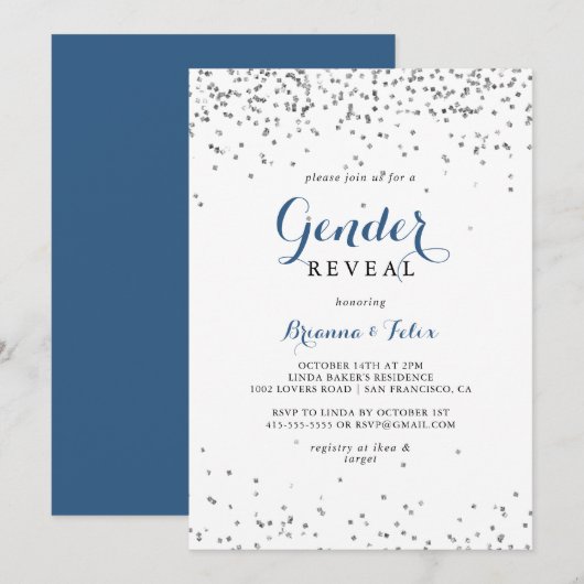 Zilver Confetti minimalistische seksfeestpartij Kaart (Voorkant / Achterkant)