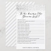 Zilver Confetti Vrijgezellenfeest Game PRINED (Voorkant / Achterkant)