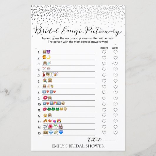 Zilver Confetti Vrijgezellenfeest Game PRINED (Voorkant)