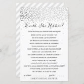 Zilver Confetti Vrijgezellenfeest Game PRINED (Voorkant / Achterkant)