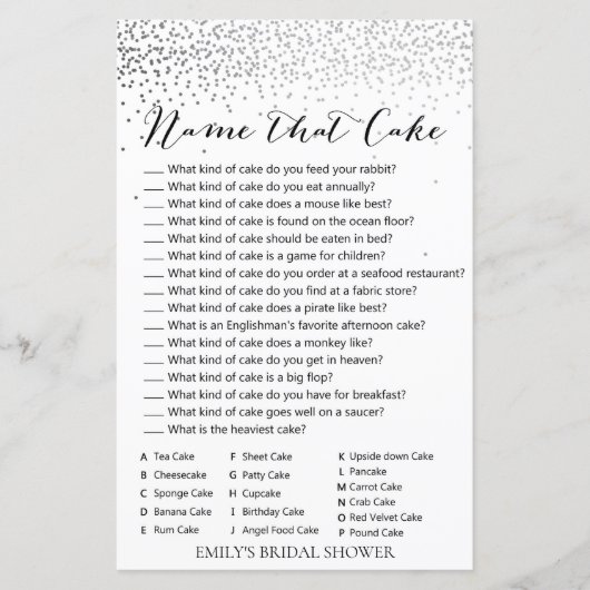 Zilver Confetti Vrijgezellenfeest Game PRINED (Voorkant)