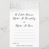 Zilver Confetti Vrijgezellenfeest Game PRINED (Voorkant)