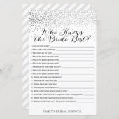 Zilver Confetti Vrijgezellenfeest Game PRINED (Voorkant / Achterkant)