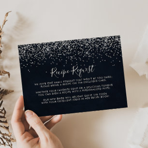 Zilver Confetti Wedding Recipe Verzoek Informatiekaartje
