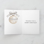 Zilver Crème Bogen Kerstversiering Kaart (Binnen)
