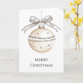 Zilver Crème Bogen Kerstversiering Kaart (Gele Bloem)