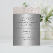 Zilver/Crème RSVP Kaart (Staand voorkant)
