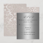Zilver/Crème RSVP Kaart (Voorkant / Achterkant)