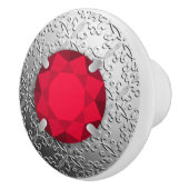 Zilver Damask met een faux garnetsteen Keramische Knop (Rechts)