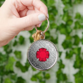 Zilver Damask met een faux garnetsteen Sleutelhanger (Hand)