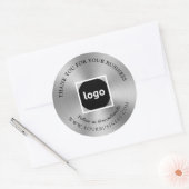 Zilver | Dank je | Zakelijke LOGO-Stickers Ronde Sticker (Envelop)