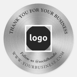 Zilver Dank je Zakelijke LOGO-Stickers Ronde Sticker