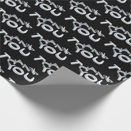 Zilver Dank u zwart inpakpapier (Hoek)