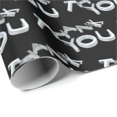 Zilver Dank u zwart inpakpapier (Rol Hoek)