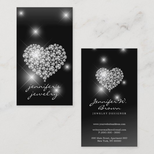 Zilver Diamonds voor juwelen Visitekaartje (Voorkant / Achterkant)