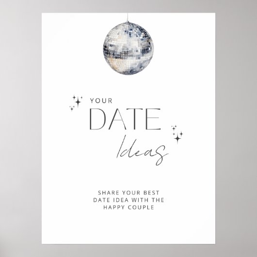 Zilver Disco Retro Bruidsmeisjes Bruiloft Datum Id Poster (Voorkant)