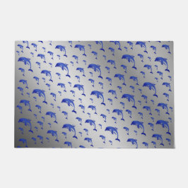 zilver, dolfijn, vis, natuur, aquatisch, design; deurmat