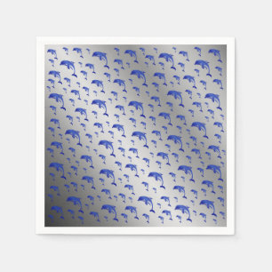 zilver, dolfijn, vis, natuur, aquatisch, design; servet