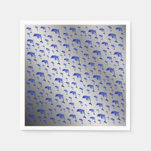 zilver, dolfijn, vis, natuur, aquatisch, design; servet (Voorkant)