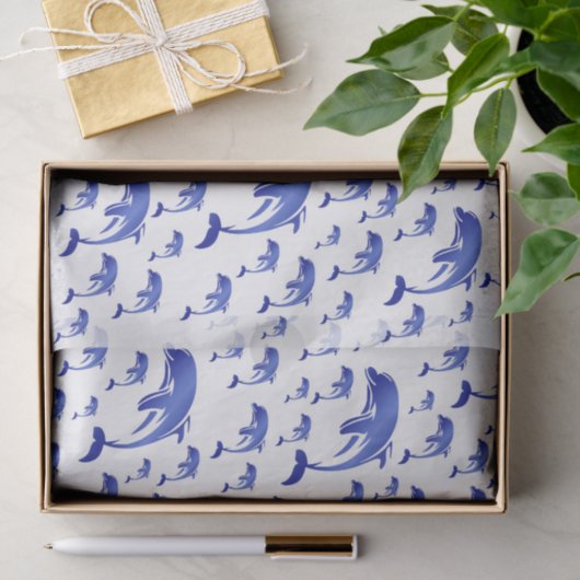 zilver, dolfijn, vis, natuur, aquatisch, design; tissuepapier (Geschenk)