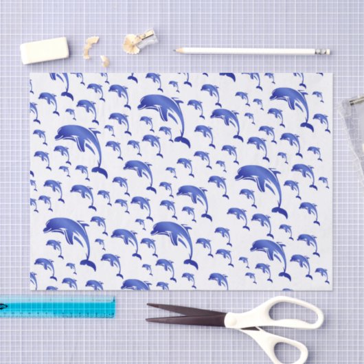 zilver, dolfijn, vis, natuur, aquatisch, design; tissuepapier (Craft)