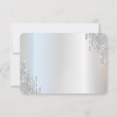 Zilver Drips Blauwe Jurk Sweet 15 RSVP Uitnodiging (Achterkant)