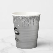 Zilver Druppelende Glitter Glam Eyes Papieren Cups Papieren Bekers (Links)