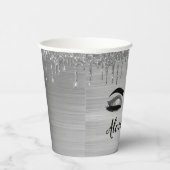 Zilver Druppelende Glitter Glam Eyes Papieren Cups Papieren Bekers (Rechts)