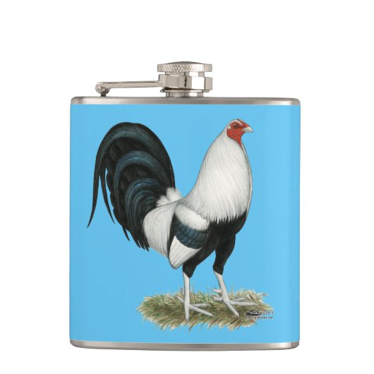Zilver Duckwing Gamecock Heupfles (Voorkant)