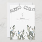 Zilver Dusty Blue Cowboy Spanish Bautizo Kaart (Achterkant)