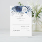 Zilver Dusty en Navy Blue Bruiloft RSVP (Staand voorkant)