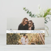 Zilver Eenvoudig Script Twee Fotogalerij QR CODE Save The Date (Staand voorkant)