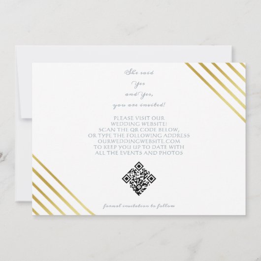 Zilver Eenvoudig Script Twee Fotogalerij QR CODE Save The Date (Achterkant)