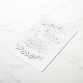 Zilver eenvoudige kalligrafie rustige naaldhout folie uitnodiging (Gedraaid)