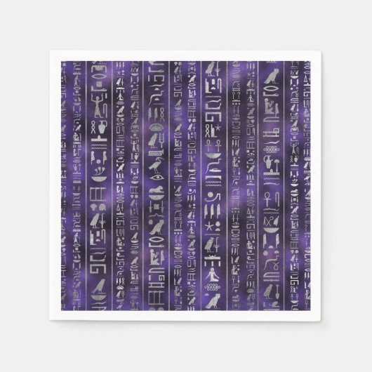 Zilver Egyptisch hiërogliefenpatroon Servetten (Voorkant)